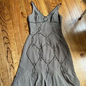 Night Way Collection Olive Green/ Brown  Beaded Dress